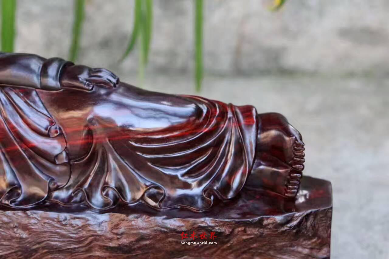 印度小叶紫檀摆件卧佛 风化老料精工雕刻-1