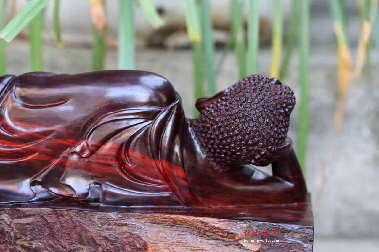 印度小叶紫檀摆件卧佛 风化老料精工雕刻-5