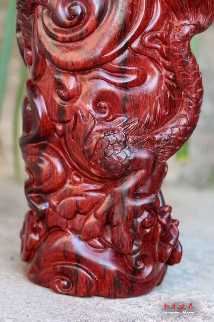 小紫叶檀笔筒《祥龙》野生老呢料选材材质细腻油性好-6