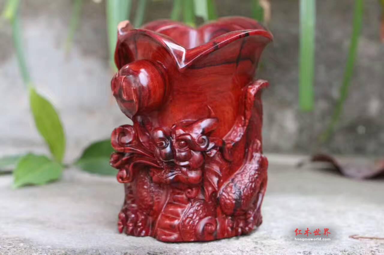 印度小叶紫檀貔貅杯 精选印度小叶紫檀野生老呢料-1