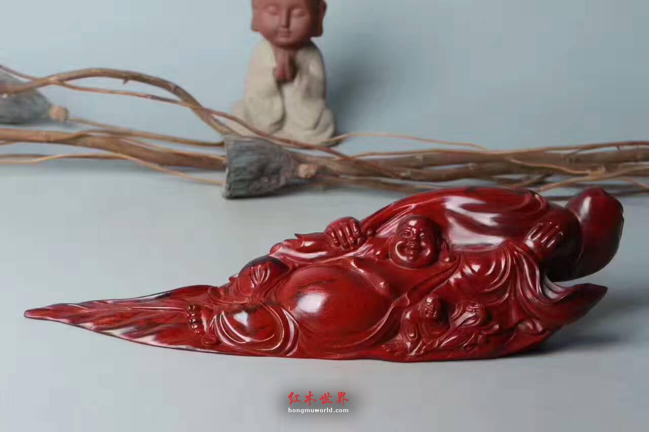 小叶紫檀《车摆佛》精工雕刻油性好背部纯天然-3
