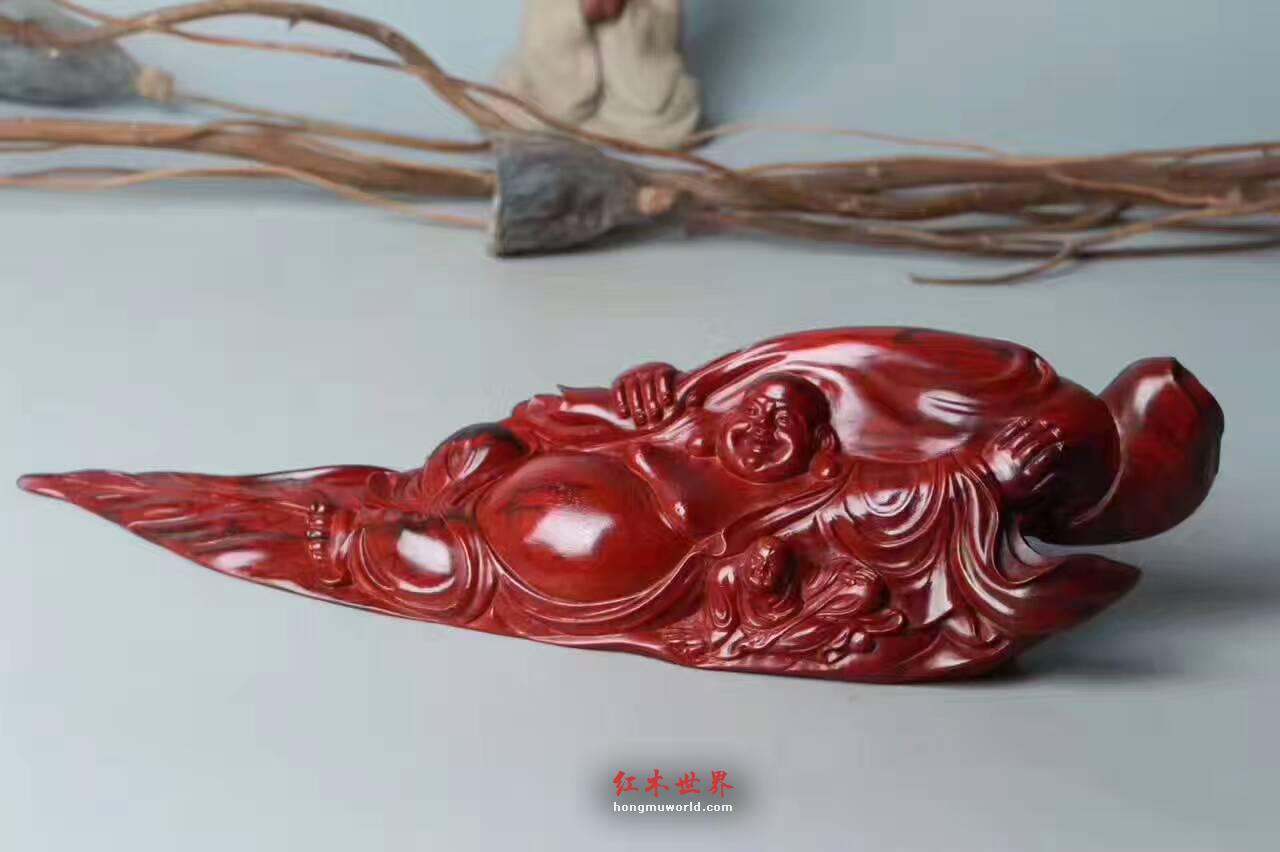 小叶紫檀《车摆佛》精工雕刻油性好背部纯天然-4