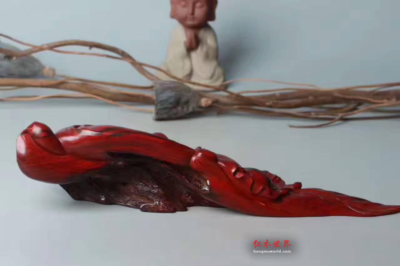 小叶紫檀《车摆佛》精工雕刻油性好背部纯天然-5