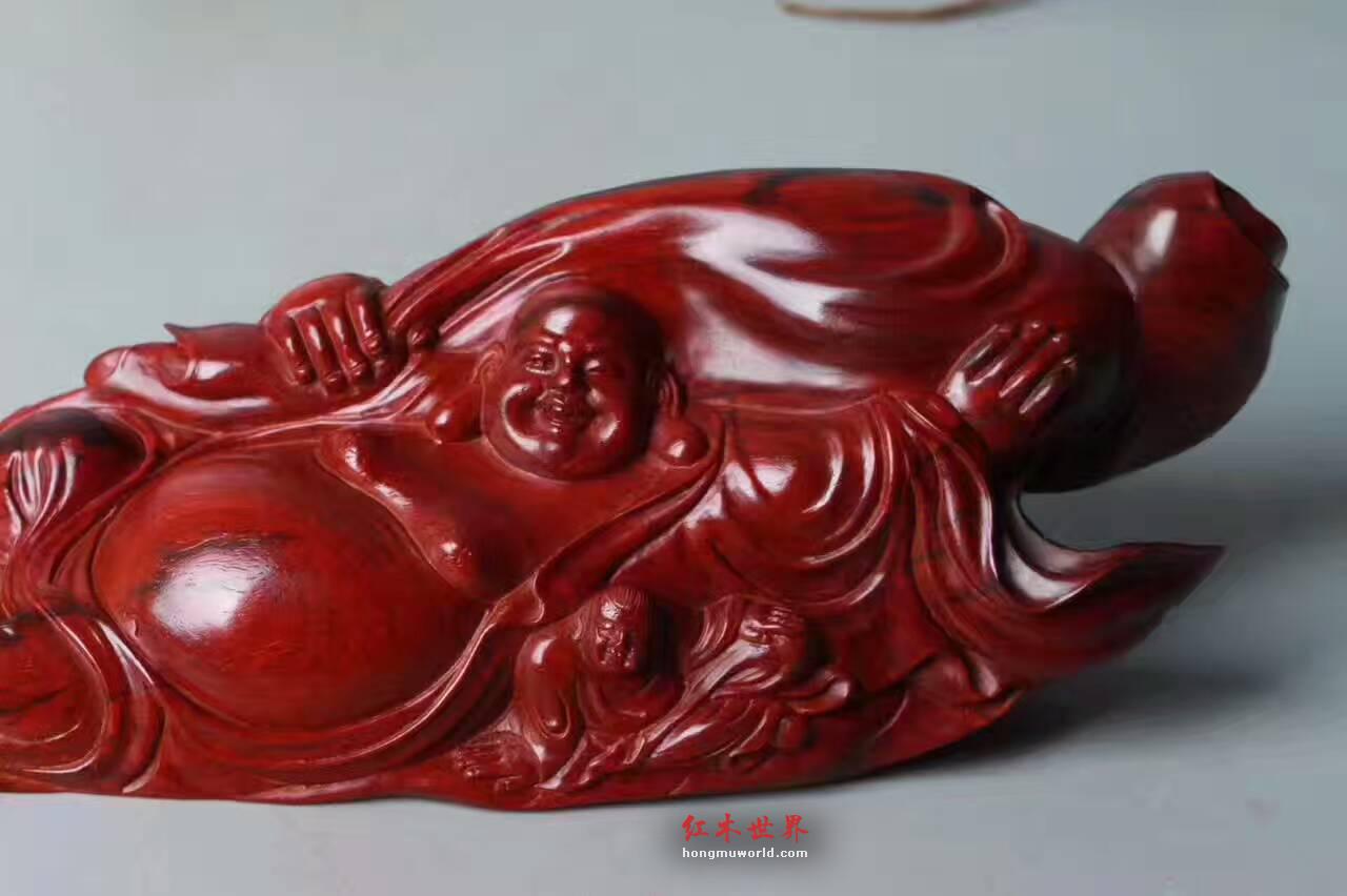 小叶紫檀《车摆佛》精工雕刻油性好背部纯天然-2