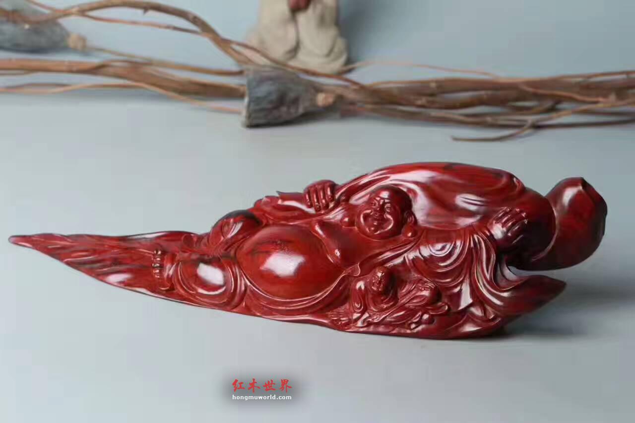 小叶紫檀《车摆佛》精工雕刻油性好背部纯天然-6