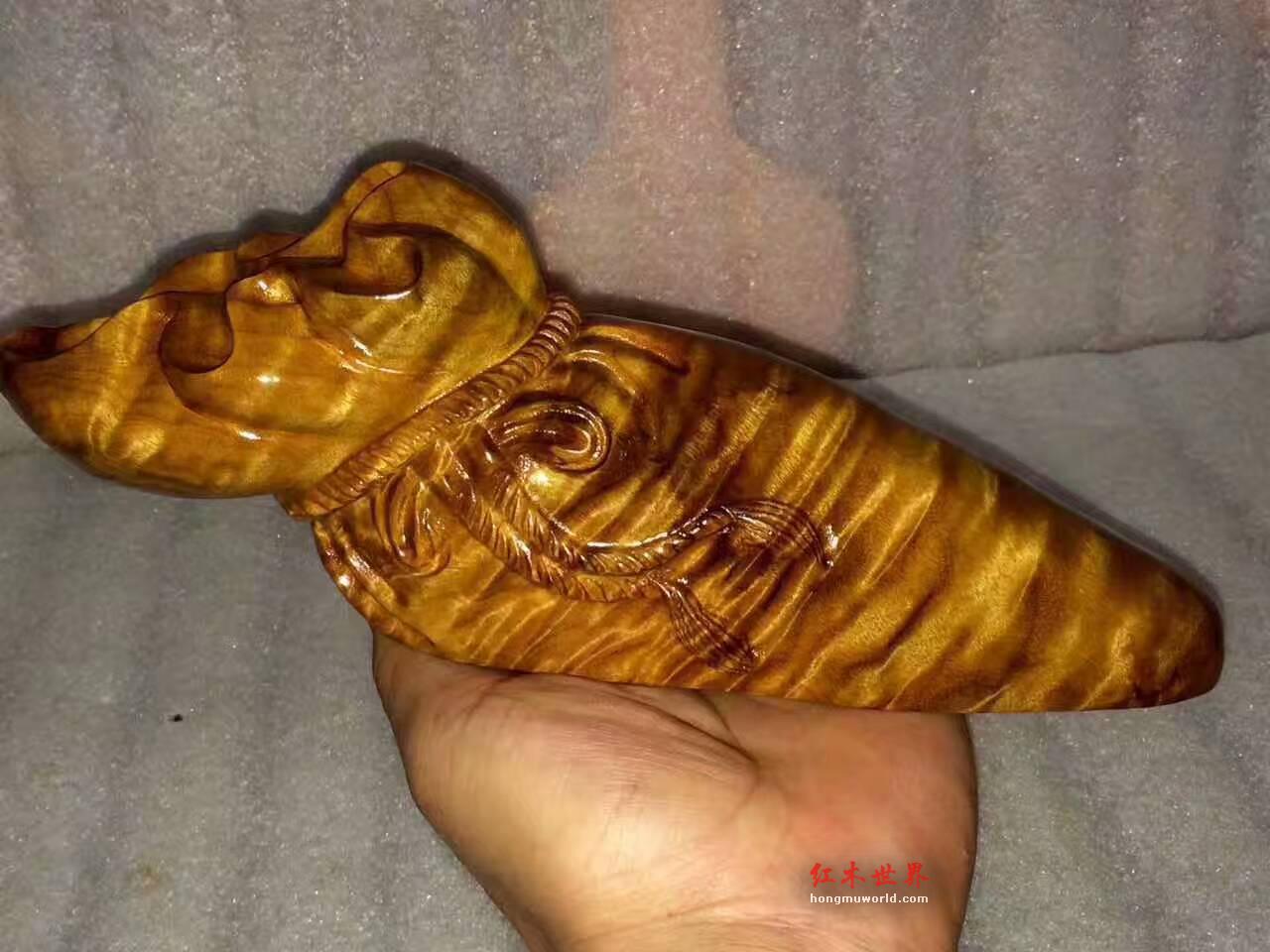 小叶桢楠手把件《钱袋》水波通透代代有钱-2