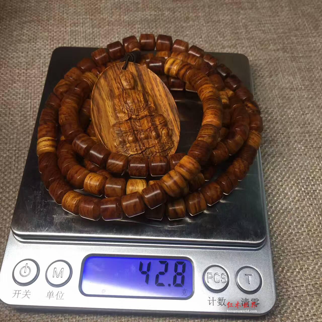 槺梨搭配大日如来手串 海南黄花梨虎皮纹-9