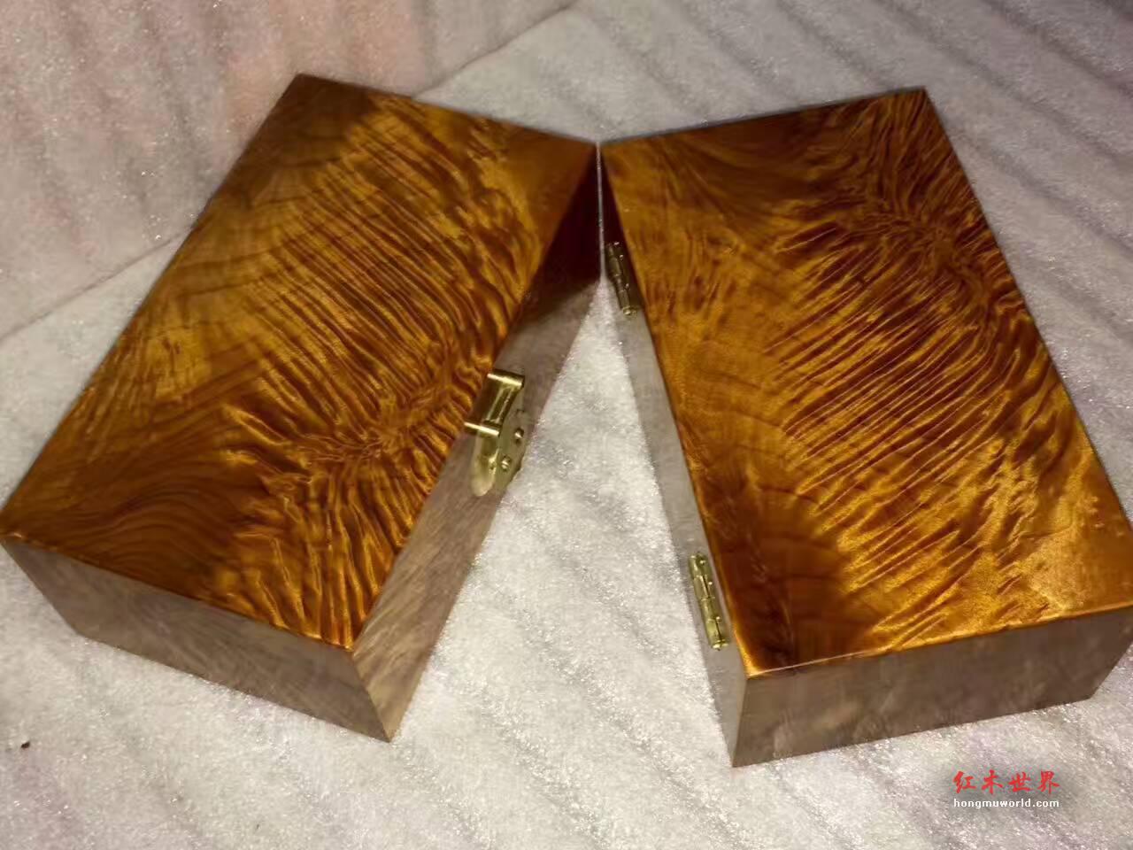 小叶桢楠珠宝盒一对 闪电水波龙胆纹灵动通透纯手工-2