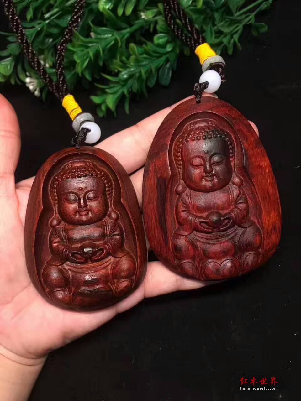 小叶紫檀吊坠把件《萌佛》可爱萌态可当挂饰-2