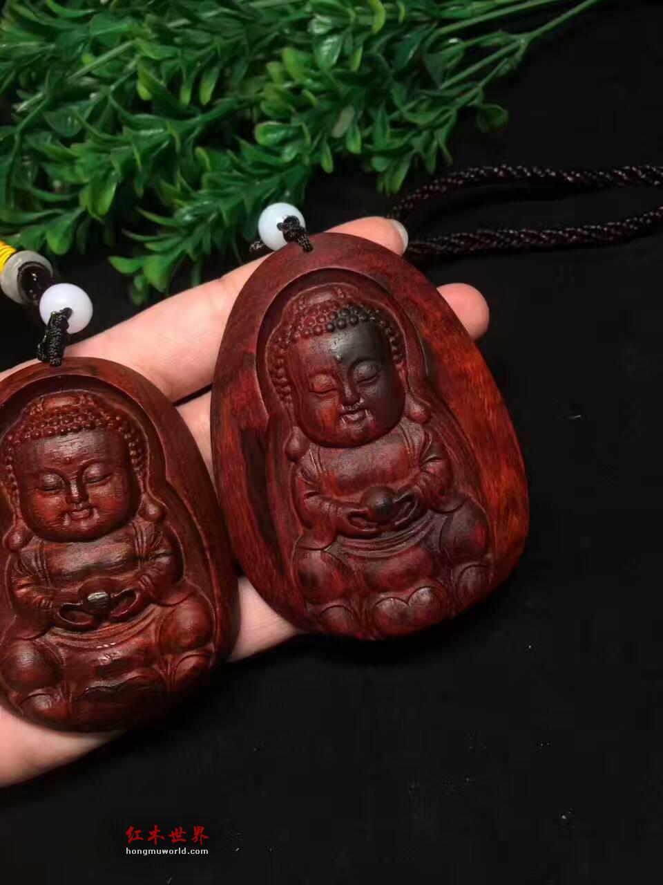 小叶紫檀吊坠把件《萌佛》可爱萌态可当挂饰-3