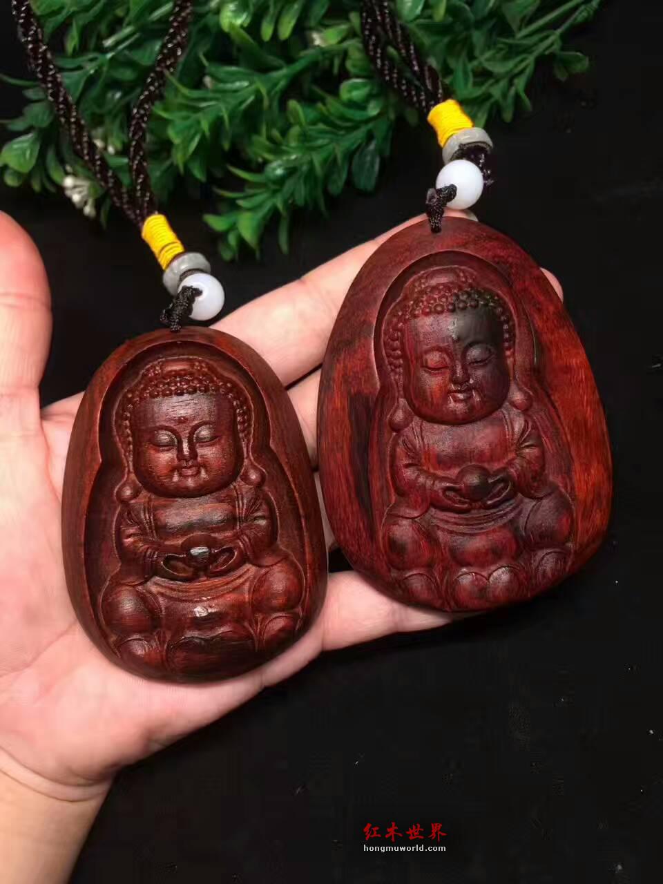 小叶紫檀吊坠把件《萌佛》可爱萌态可当挂饰-1