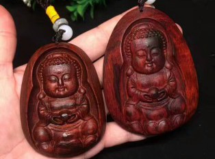 小叶紫檀吊坠把件《萌佛》可爱萌态可当挂饰