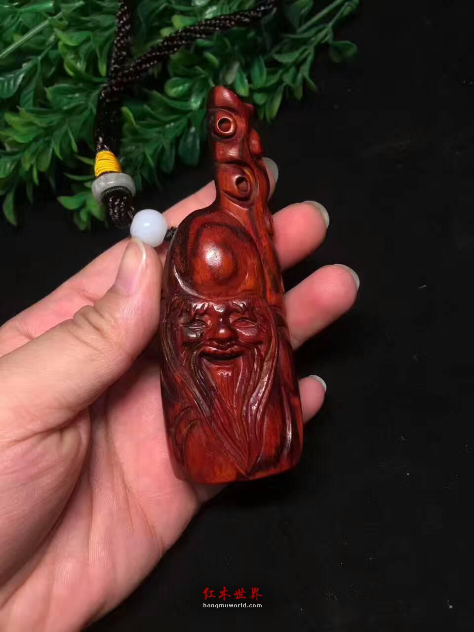 小叶紫檀把件《寿星公》雕刻逼真小巧玲珑适合把玩-1