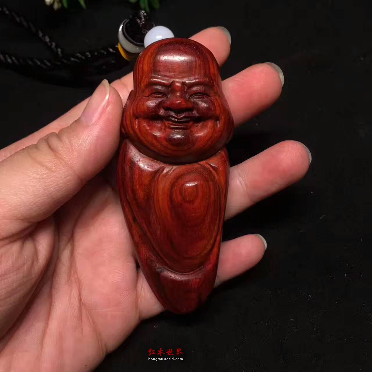 小叶紫檀把件吊坠《弥勒佛》笑脸相迎治愈暖心-1