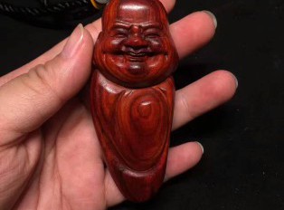 小叶紫檀把件吊坠《弥勒佛》笑脸相迎治愈暖心