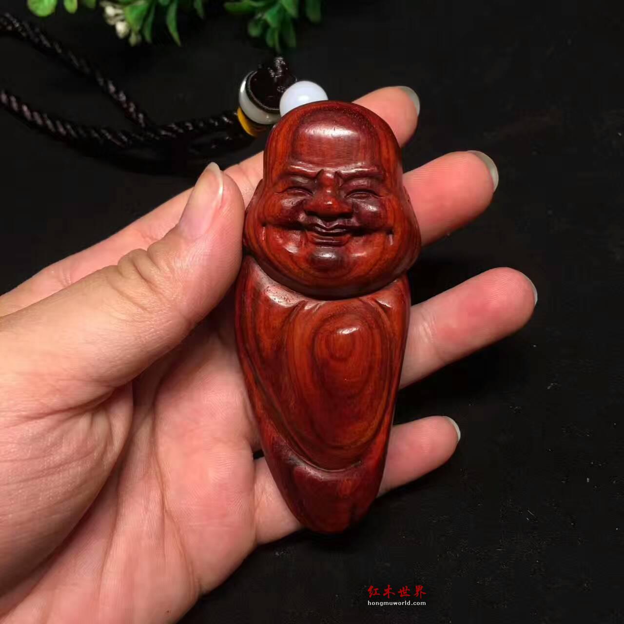 小叶紫檀把件吊坠《弥勒佛》笑脸相迎治愈暖心-2