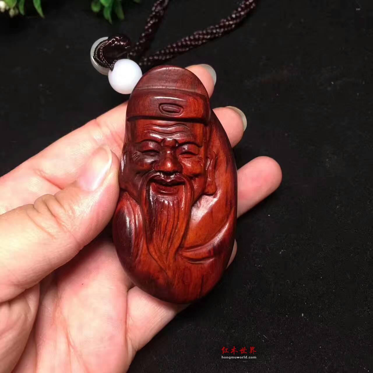 小叶紫檀把件《财神》 小巧玲珑可随身携带-1