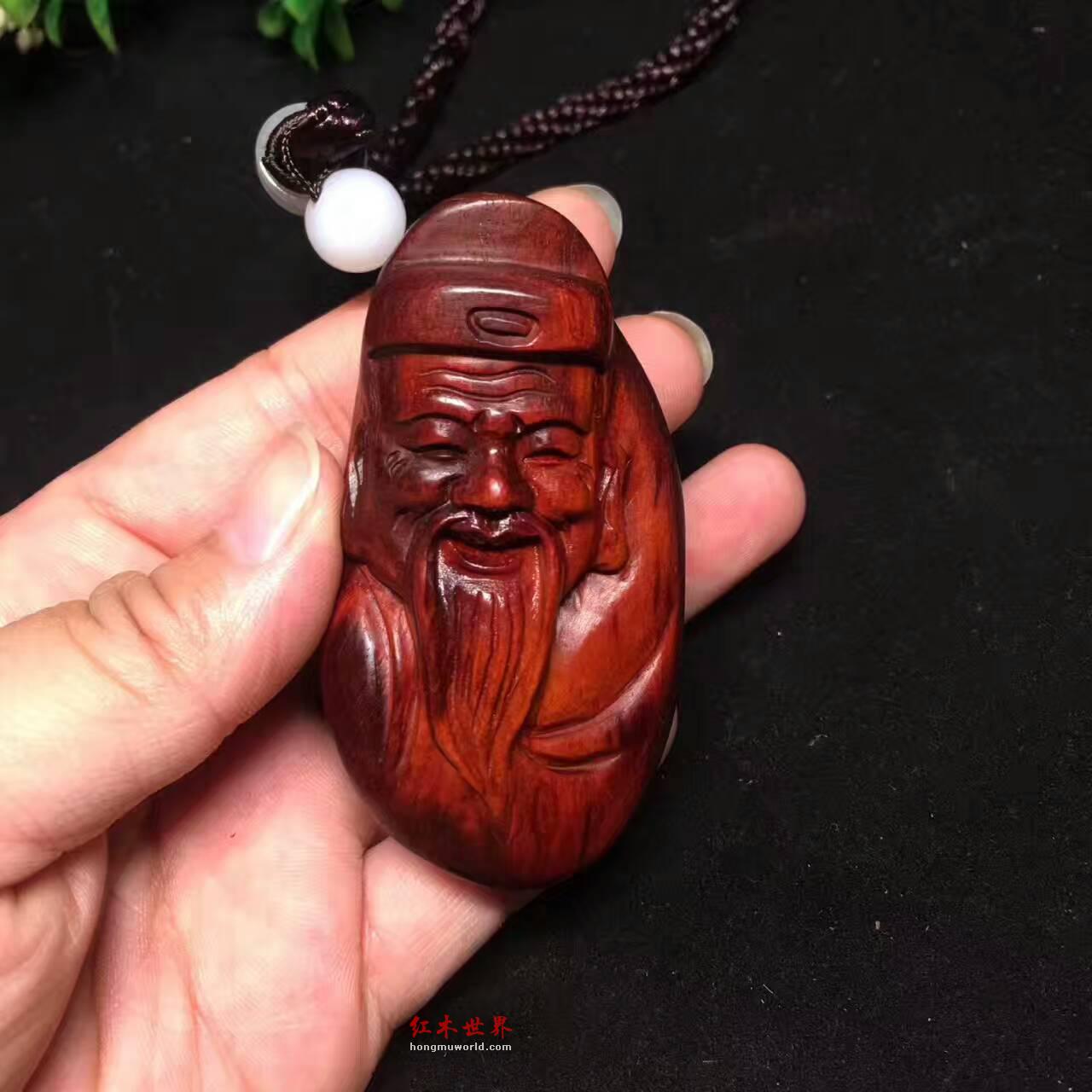 小叶紫檀把件《财神》 小巧玲珑可随身携带-3