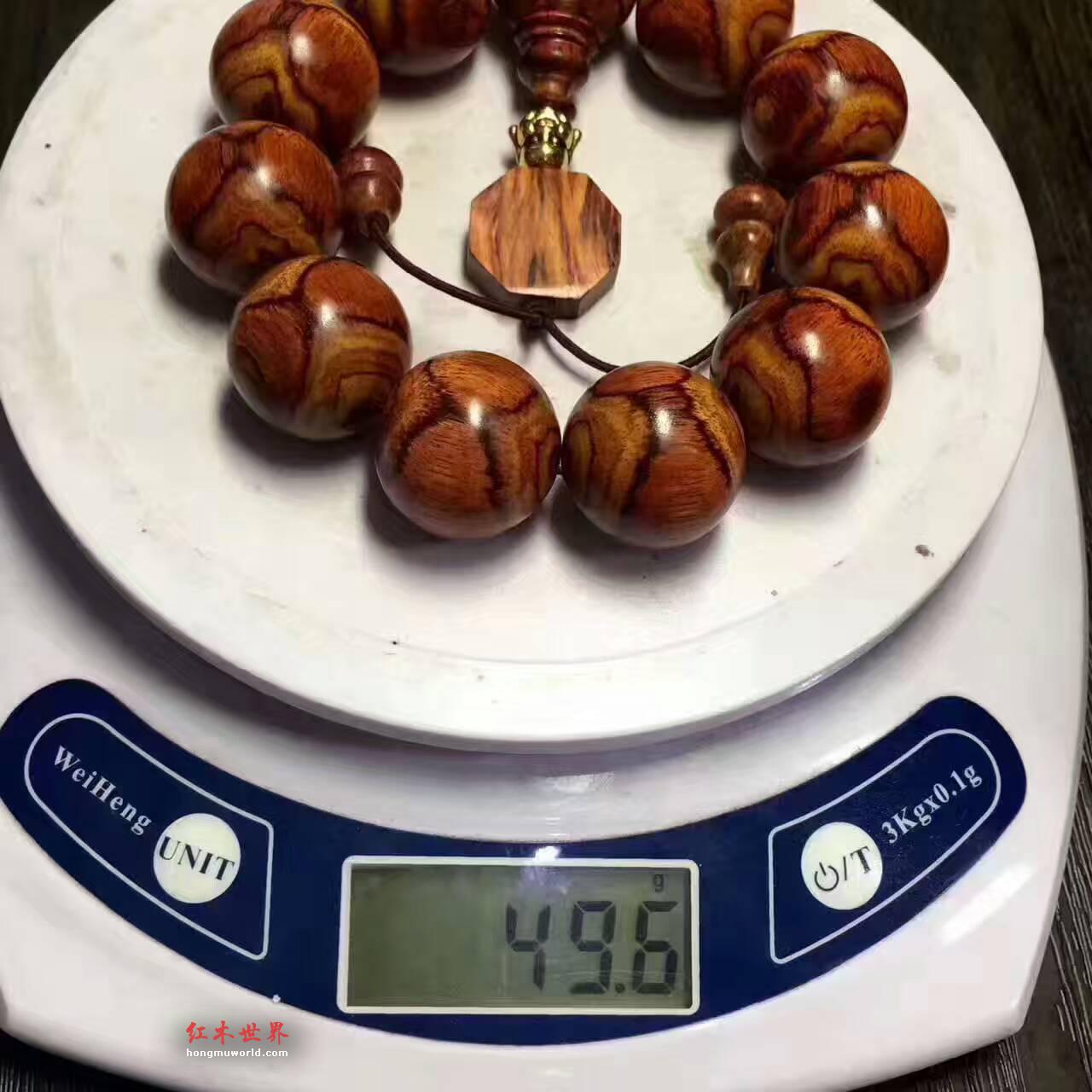 海南黄花梨X纹闪电眼手串 颗颗整齐有序-6