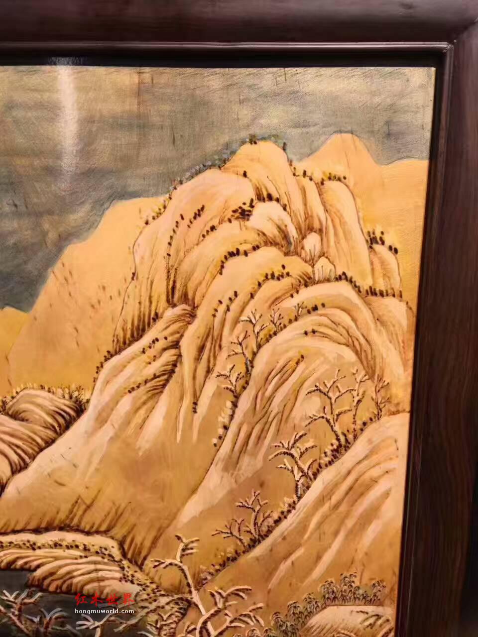 金丝楠木油画《冬岭积雪》油画艺术与木材纹理完美交融-4
