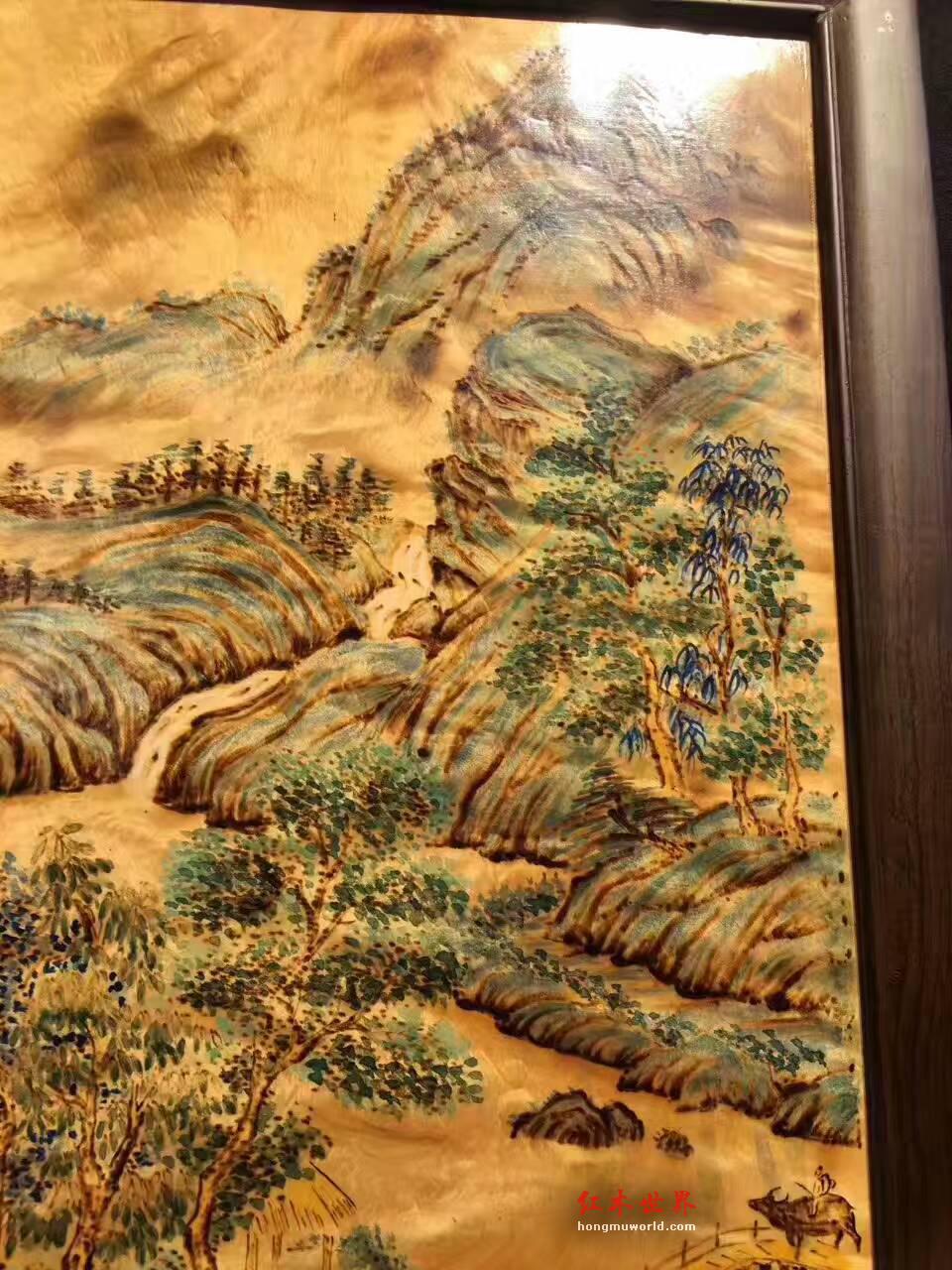 金丝楠木油画《夏山叠翠》 酒店会所装饰首选-7