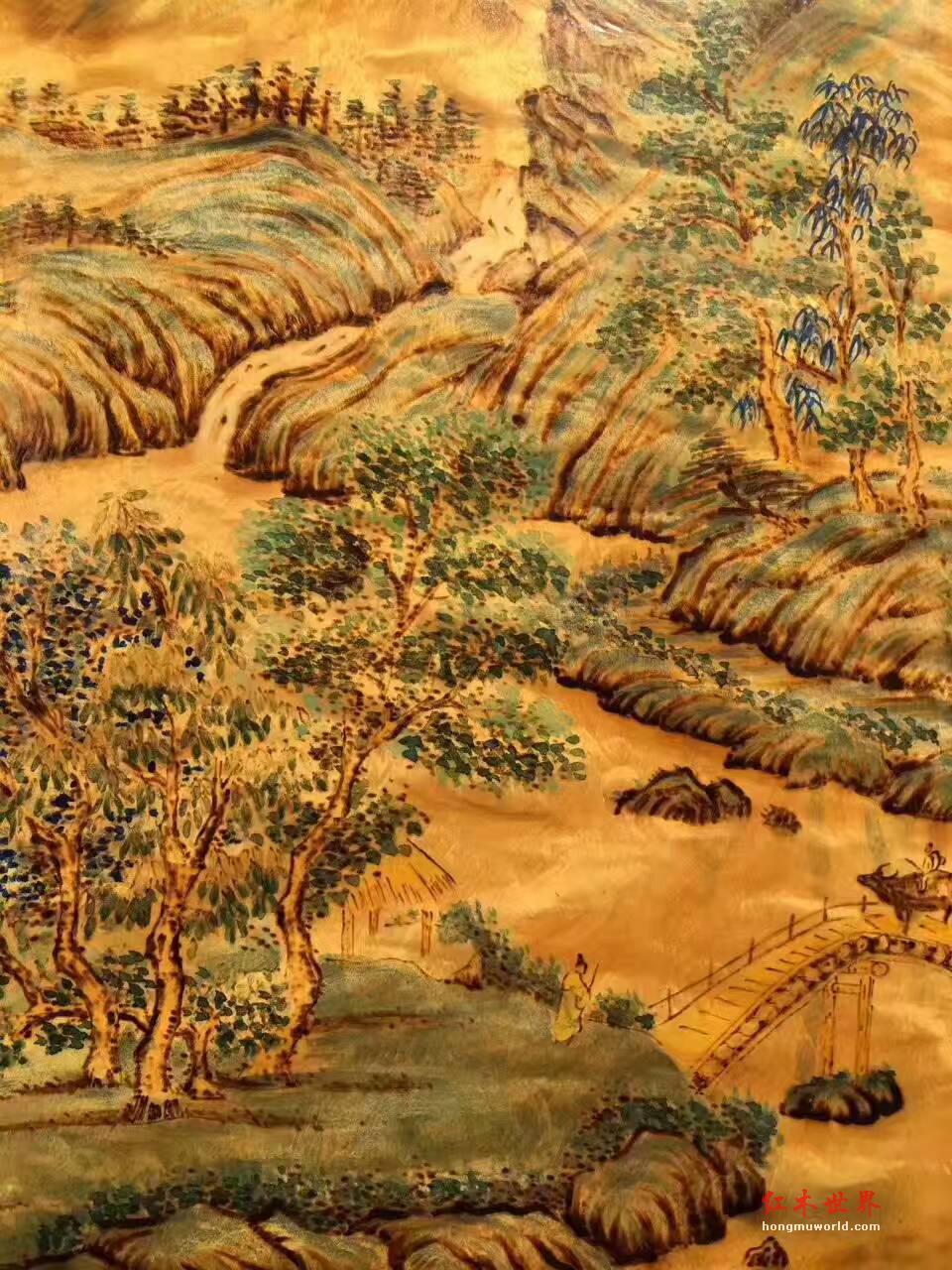 金丝楠木油画《夏山叠翠》 酒店会所装饰首选-9