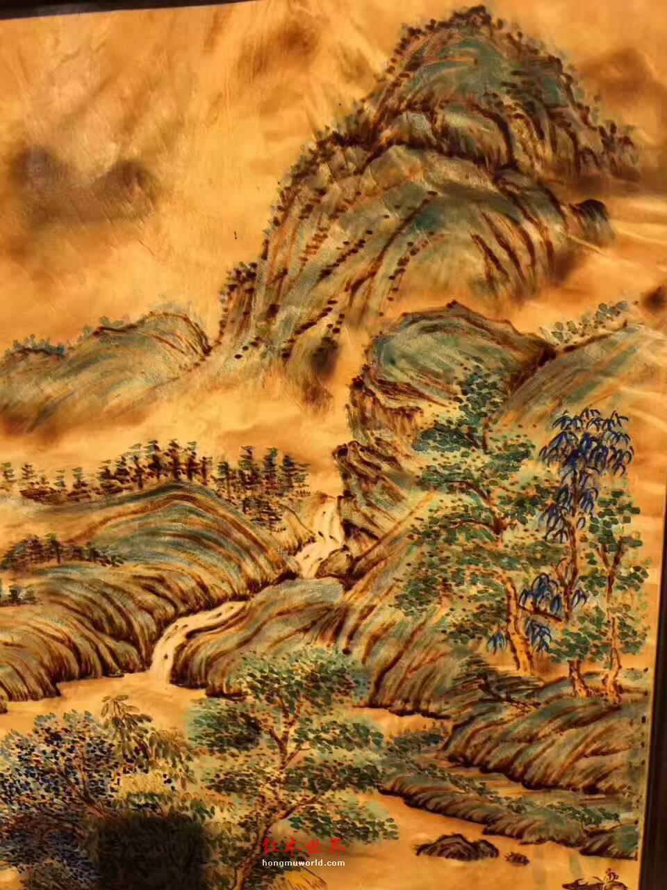 金丝楠木油画《夏山叠翠》 酒店会所装饰首选-8