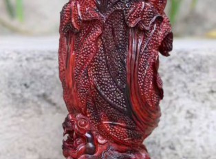 小叶紫檀摆件《百财归来》欣赏 千年火焰纹老料360度精工雕刻
