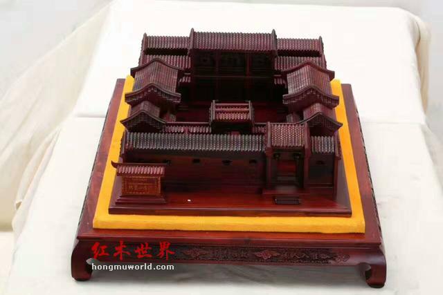 红木精品小件：红酸枝北京四合院建笳模型-2