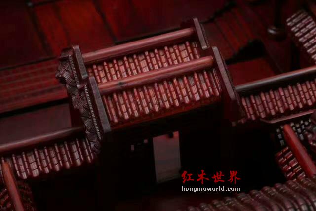 红木精品小件：红酸枝北京四合院建笳模型-3