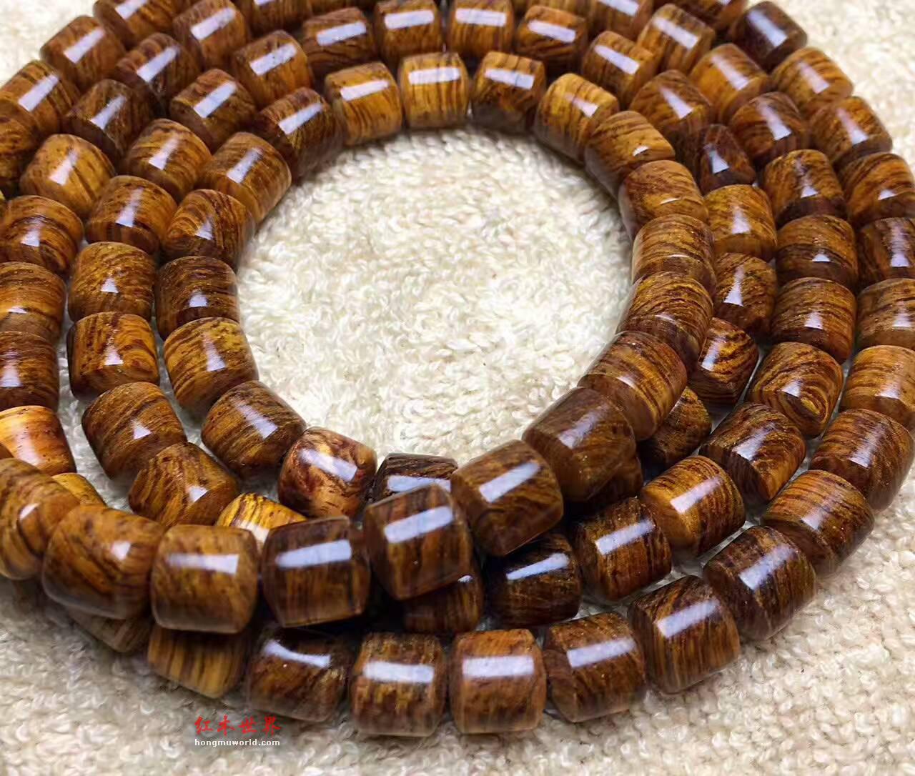 海南黄花梨手串 黄金虎皮纹精工细作-4
