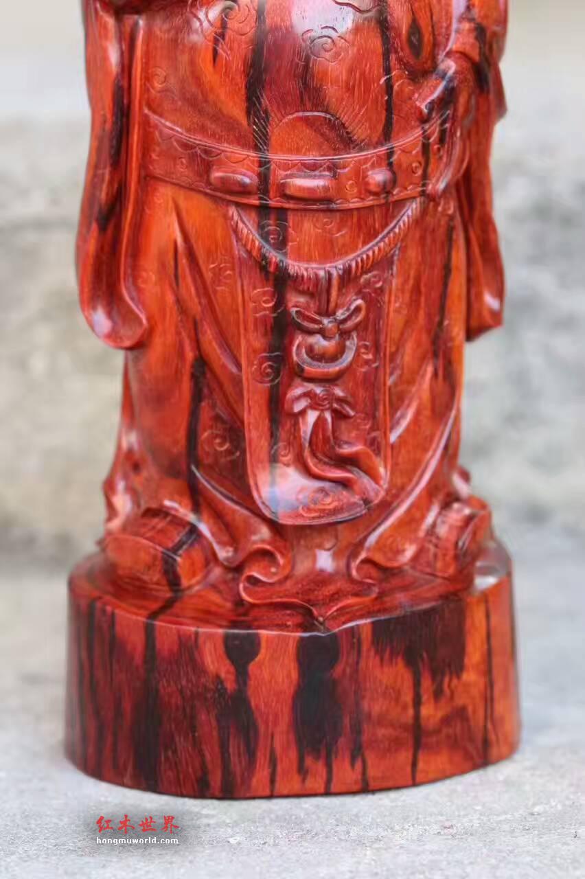 小叶紫檀摆件《财神》纯手工雕刻工艺精美料子油性好-2