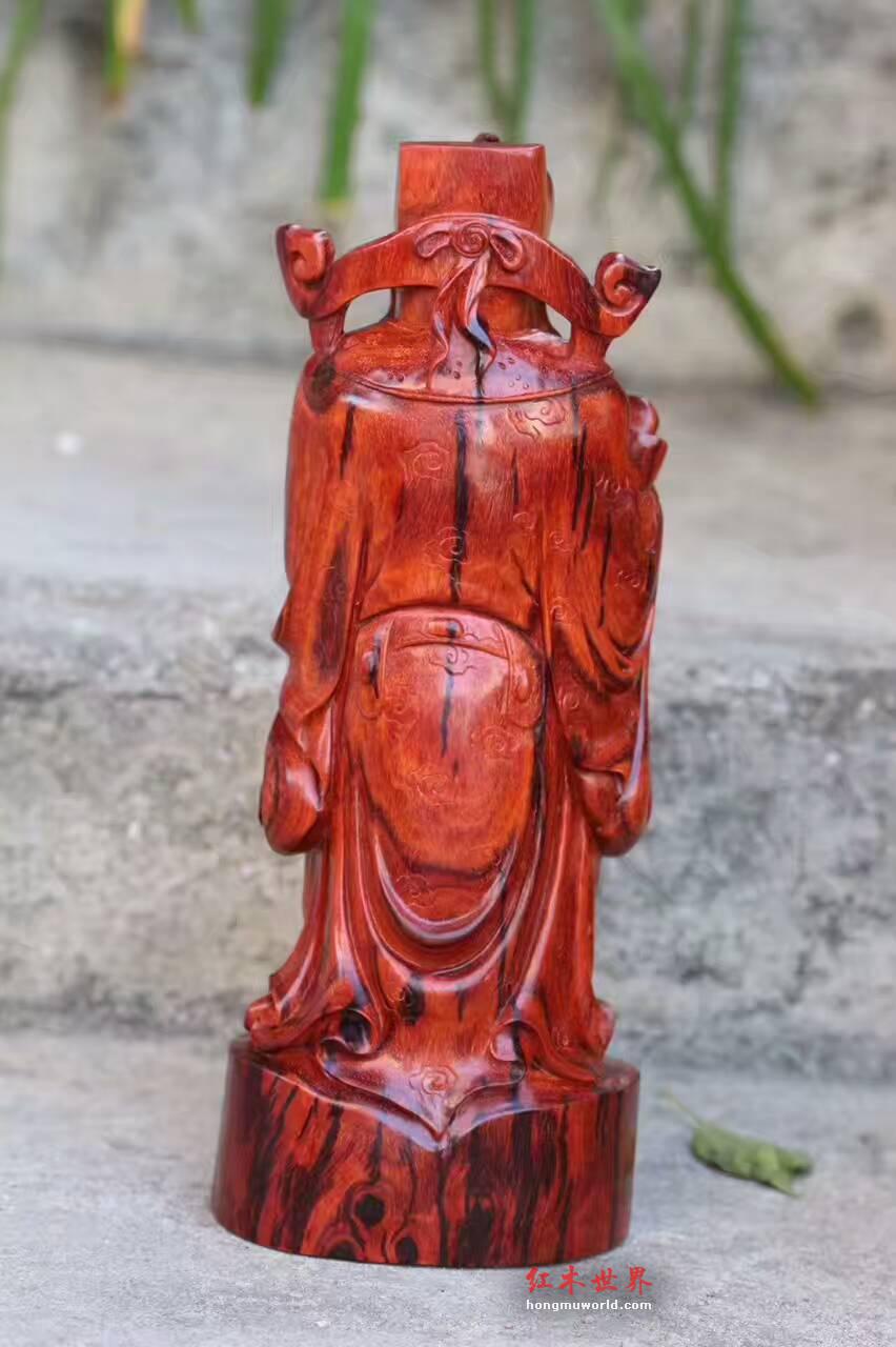小叶紫檀摆件《财神》纯手工雕刻工艺精美料子油性好-5