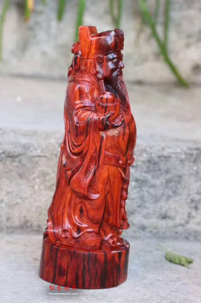 小叶紫檀摆件《财神》纯手工雕刻工艺精美料子油性好-7