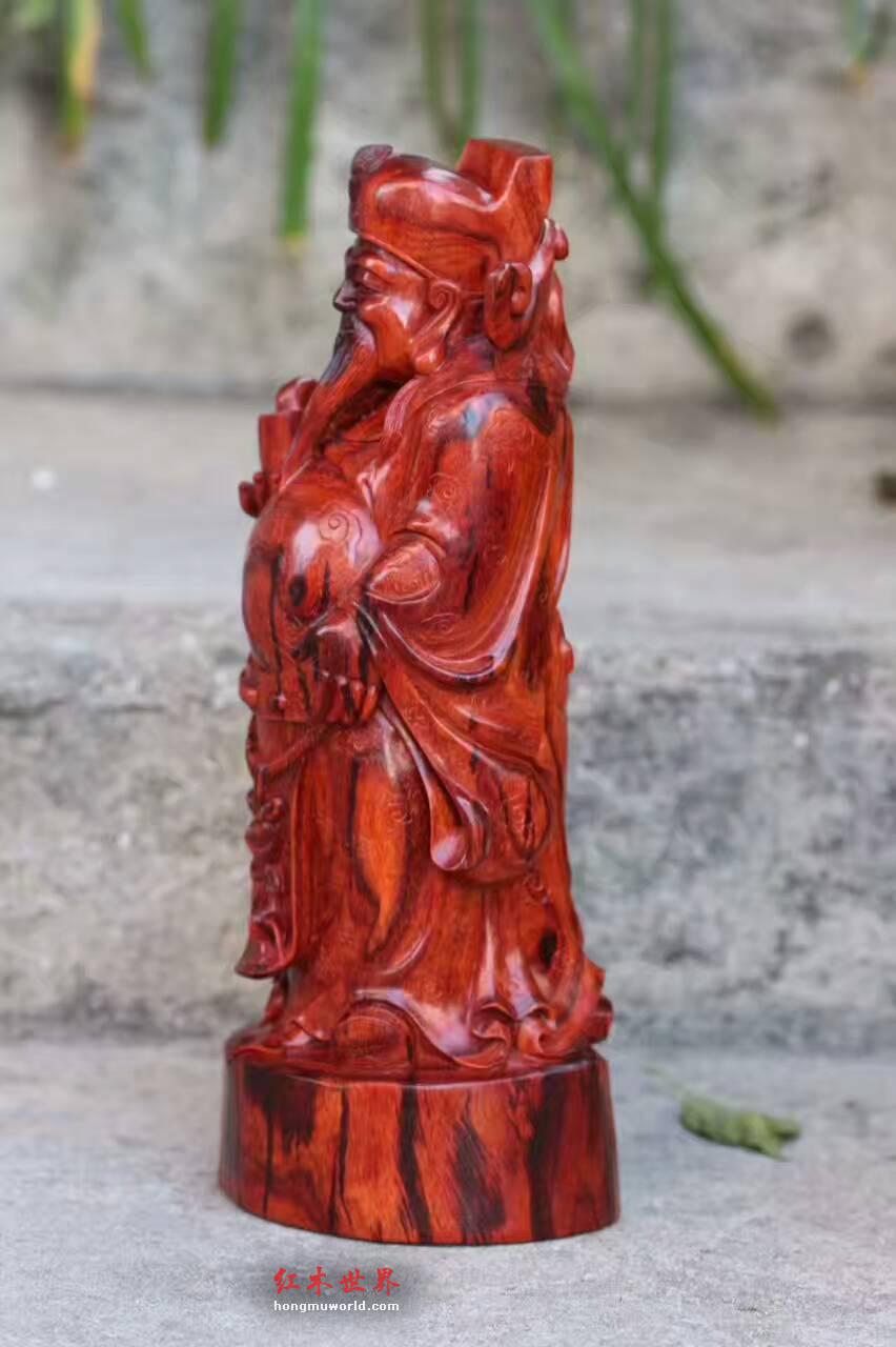小叶紫檀摆件《财神》纯手工雕刻工艺精美料子油性好-6