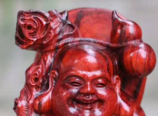 小叶紫檀摆件《弥勒佛》工艺精湛镇宅保平安