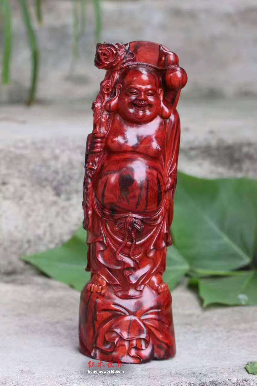 小叶紫檀摆件《弥勒佛》工艺精湛镇宅保平安-2