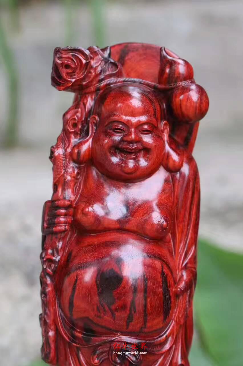 小叶紫檀摆件《弥勒佛》工艺精湛镇宅保平安-4