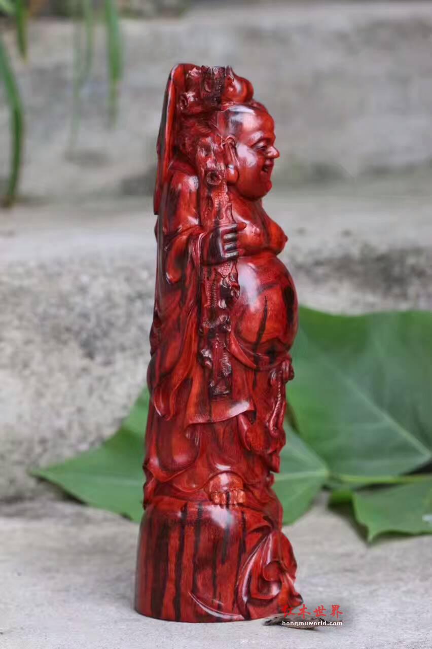 小叶紫檀摆件《弥勒佛》工艺精湛镇宅保平安-3