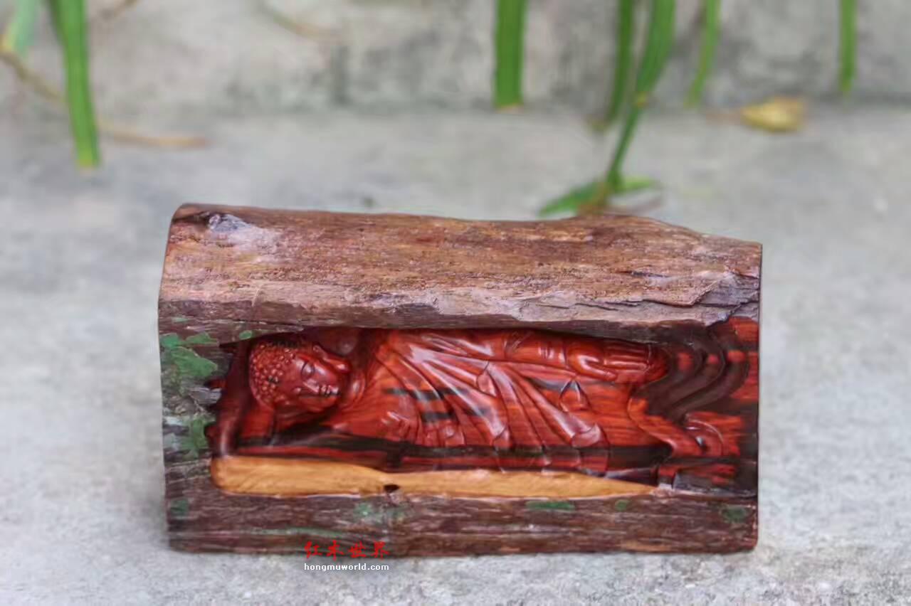 小叶紫檀摆件《卧佛》精选印度小叶紫檀拆房老料精工雕刻-5