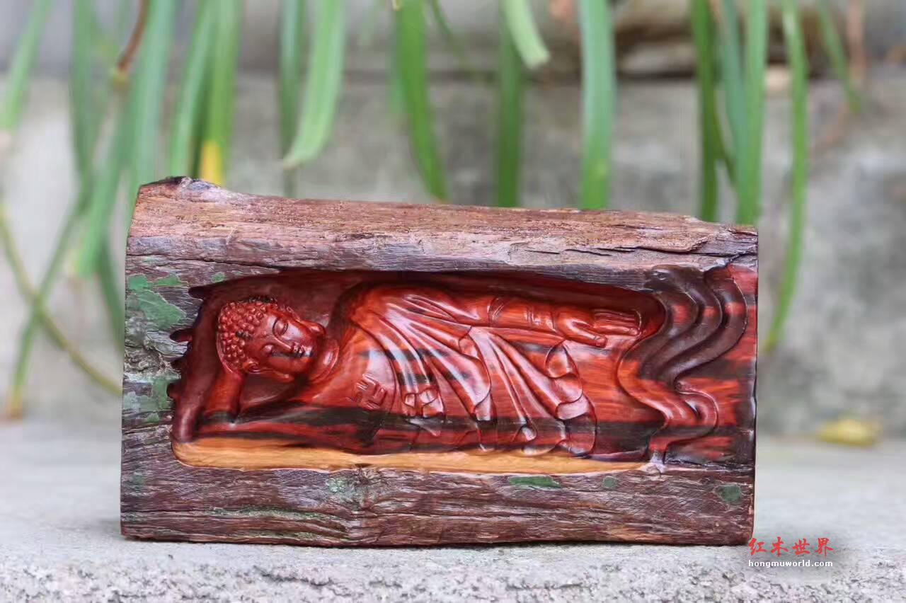 小叶紫檀摆件《卧佛》精选印度小叶紫檀拆房老料精工雕刻-3