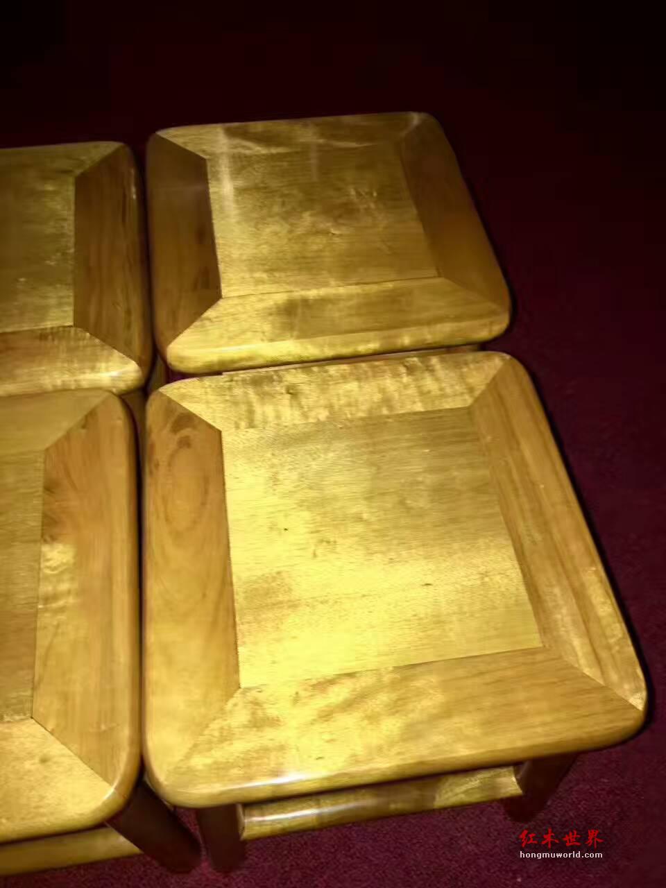 小叶桢楠家用四方板凳一套四个 黄金底色全榫卯结构-1