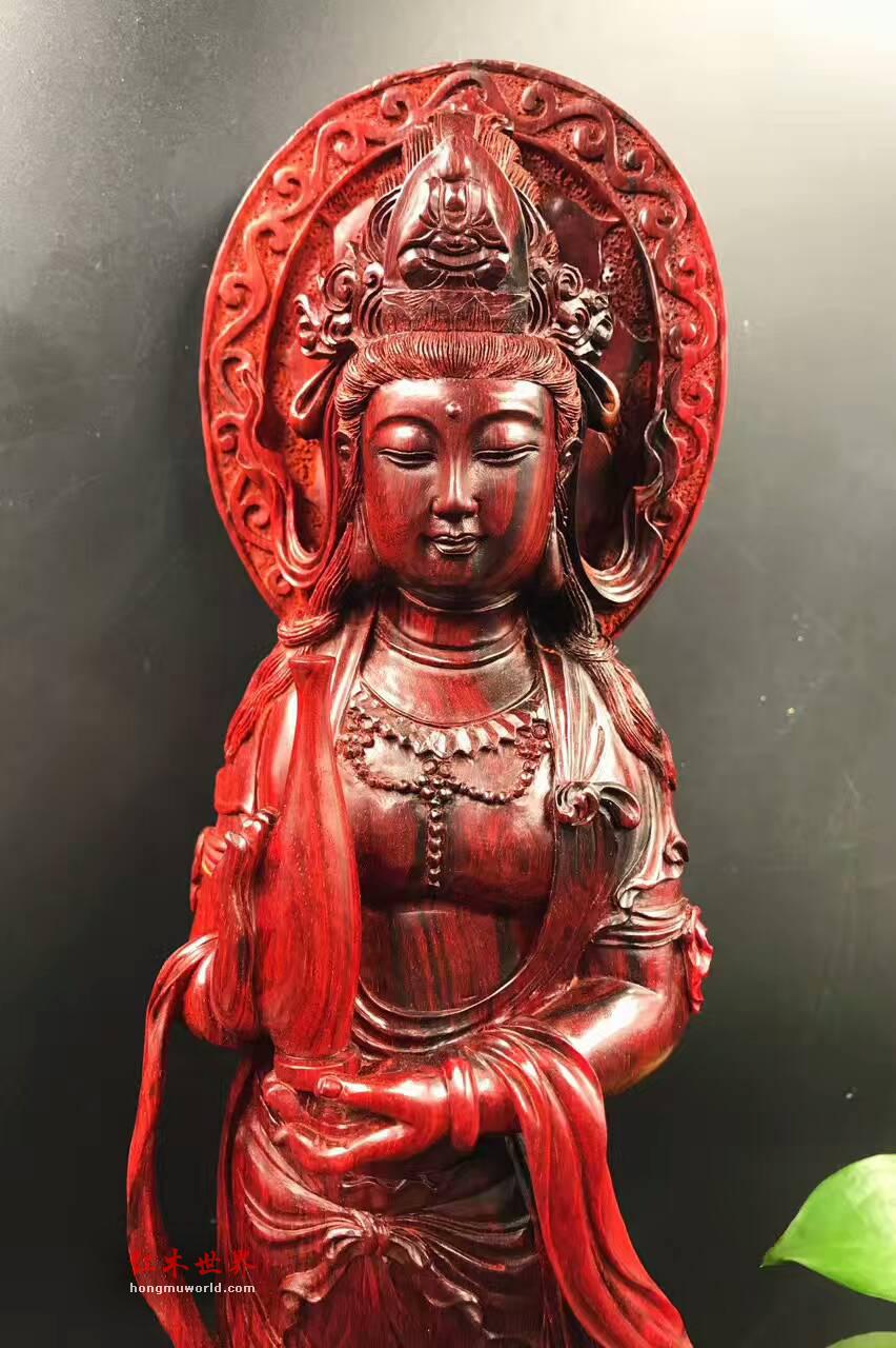 小叶紫檀佛像《观世音菩萨》印度小叶紫檀高密度金星泥料-1