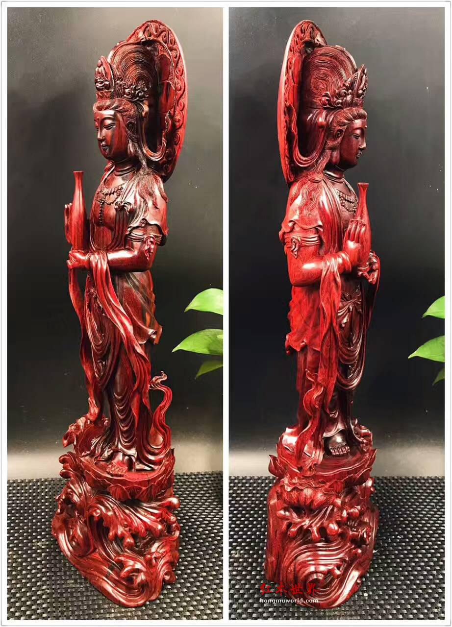 小叶紫檀佛像《观世音菩萨》印度小叶紫檀高密度金星泥料-3