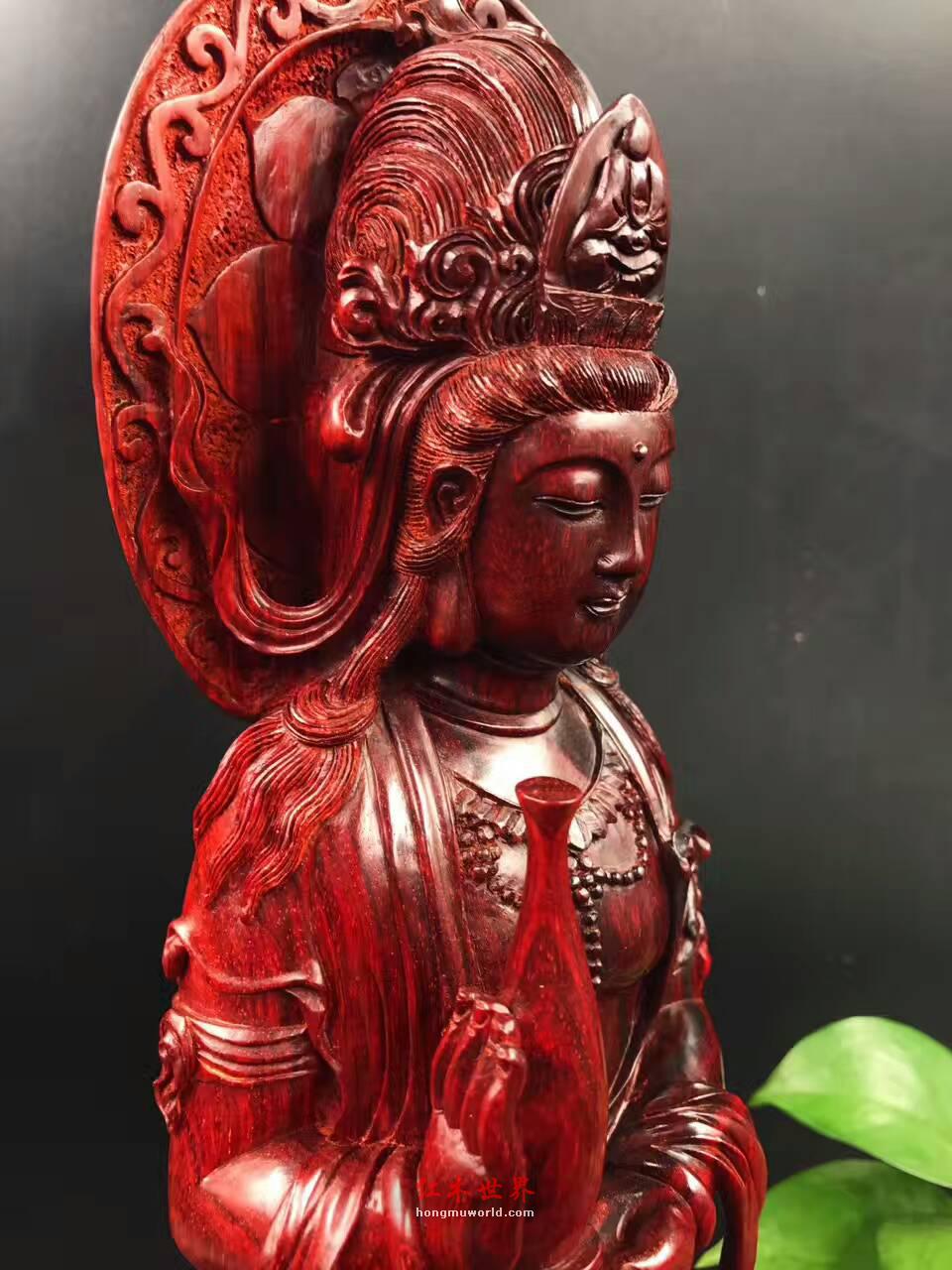 小叶紫檀佛像《观世音菩萨》印度小叶紫檀高密度金星泥料-5