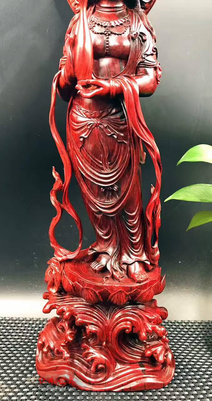 小叶紫檀佛像《观世音菩萨》印度小叶紫檀高密度金星泥料-6