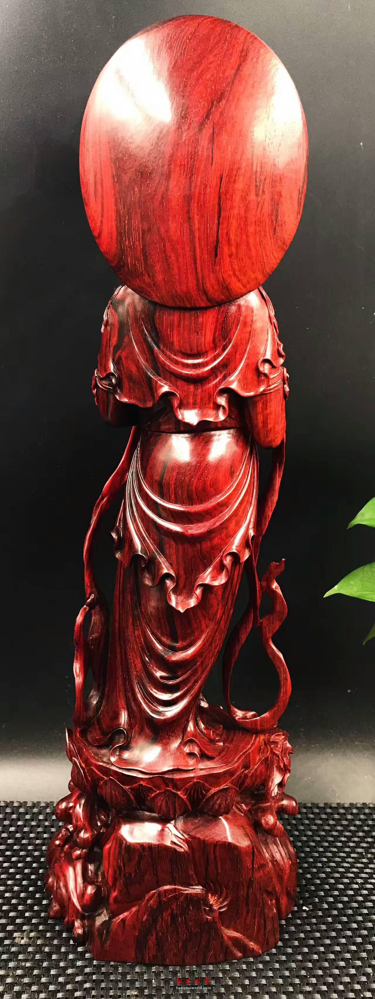 小叶紫檀佛像《观世音菩萨》印度小叶紫檀高密度金星泥料-9
