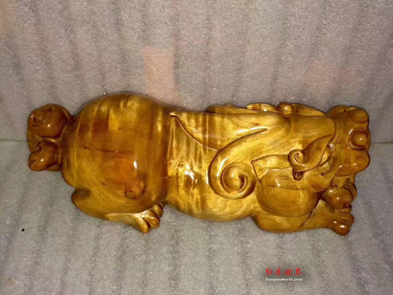 小叶桢楠招财貔貅 黄金色招财风水摆件-2