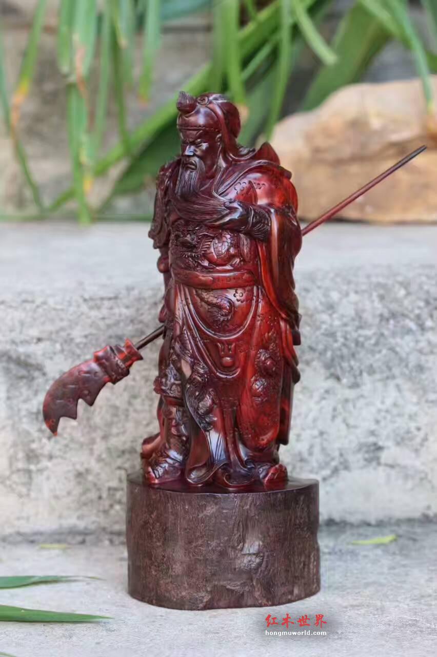 小紫叶檀摆件《关公》千年老料精工雕刻-3