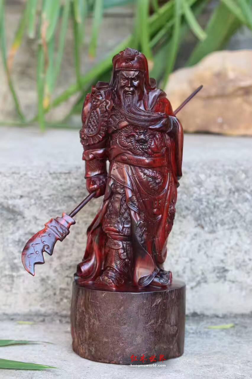 小紫叶檀摆件《关公》千年老料精工雕刻-1
